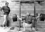 Dave and Arnold in squat workout.